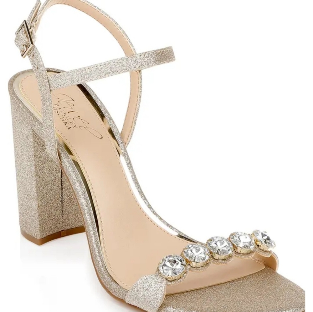 Jewel Badley Mischka Gold Heels